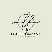 Initial LF feminine logo collections template. handwriting logo of initial signature, wedding, fashion, jewerly, boutique, floral and botanical with creative template for any company or business. vector