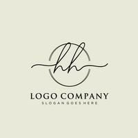 Initial HH feminine logo collections template. handwriting logo of initial signature, wedding, fashion, jewerly, boutique, floral and botanical with creative template for any company or business. vector