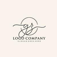 Initial GZ feminine logo collections template. handwriting logo of initial signature, wedding, fashion, jewerly, boutique, floral and botanical with creative template for any company or business. vector