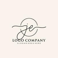 Initial JE feminine logo collections template. handwriting logo of initial signature, wedding, fashion, jewerly, boutique, floral and botanical with creative template for any company or business. vector