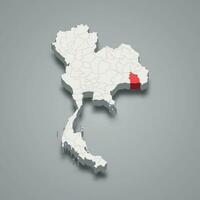 sisaket provincia ubicación Tailandia 3d mapa vector