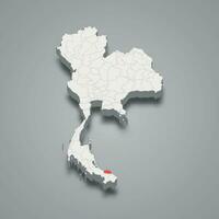 Pattani province location Thailand 3d map vector