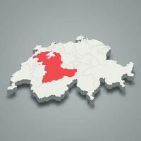 Bern cantone location within Switzerland 3d map vector