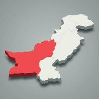 Balochistan state location within Pakistan 3d imap vector