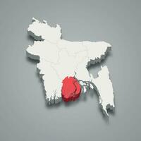 barisal estado ubicación dentro Bangladesh 3d mapa vector