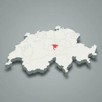 Nidwalden cantón ubicación dentro Suiza 3d mapa vector