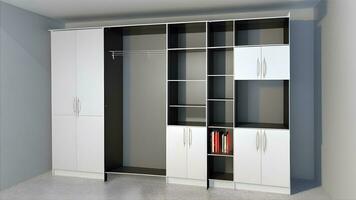 Indoor Close Up Realistic Minimalist Modern Cupboard. AI Generative photo