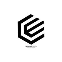 Hexagonal shape letter Ce creative simple line art modern monogram logo vector