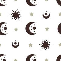 Seamless pattern with cartoon moon, decorative elements. Flat style colorful vector illustration for kids. hand drawing. baby design for fabric, textile, print, wrapper.