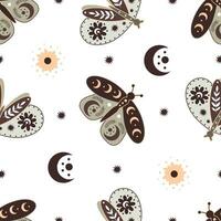 Seamless pattern with cartoon butterflies, decorative elements. Flat style colorful vector illustration for kids. hand drawing. baby design for fabric, textile, print, wrapper.