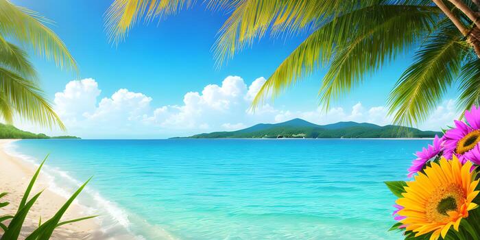 Summer concept background fresh clean display fun happy day. photo