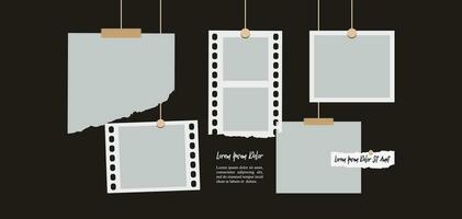 Pictures or photos frame collage. comics page grid layout abstract photo frames and digital photo wall template vector