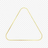 Gold glowing rounded triangle frame isolated on background. Shiny frame with glowing effects. Vector illustration.