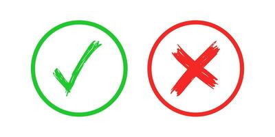 Hand drawn check and cross sign elements vector