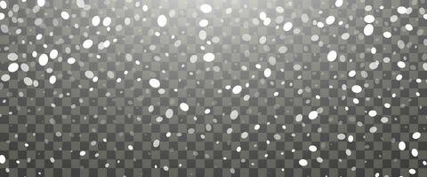 Snowfall and falling snowflakes on background. White snowflakes and Christmas snow. Vector illustration