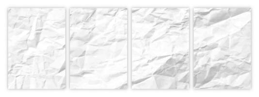 Set of A4 pages crumpled paper vector