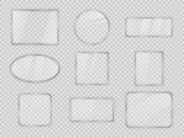 Set of glass plates in difference geometric forms on background. Vector illustration.