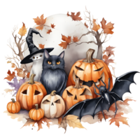 Happy Halloween Day Clipart, Halloween Day composition, Generative AI png