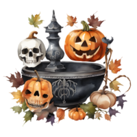 Happy Halloween Day Clipart, Halloween Day composition, Generative AI png