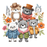 Cute  Bears Clipart Design, Funny Bears clipart, Cute Teddy Bears,  Generative AI png