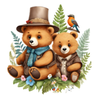 Cute  Bears Clipart Design, Funny Bears clipart, Cute Teddy Bears,  Generative AI png