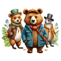 Cute  Bears Clipart Design, Funny Bears clipart, Cute Teddy Bears,  Generative AI png