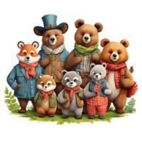 Cute  Bears Clipart Design, Funny Bears clipart, Cute Teddy Bears,  Generative AI png