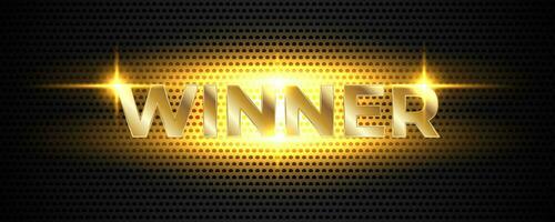 Winner banner with neon golden text effect vector