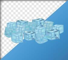 Set of vector illustrations of melting realistic style ice cubes