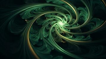 abstract fractal background in green tone color  . Generative AI photo