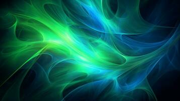 abstract fractal background in blue green tone color  . Generative AI photo