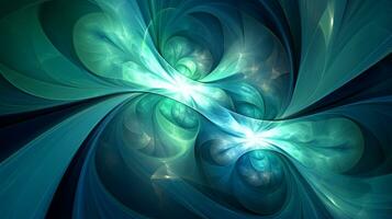 abstract fractal background in blue green tone color  . Generative AI photo