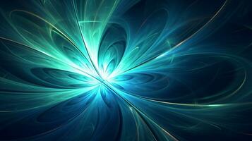abstract fractal background in blue green tone color  . Generative AI photo