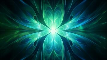 abstract fractal background in blue green tone color  . Generative AI photo