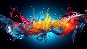 Abstract background of colorful splash water. Generative AI photo