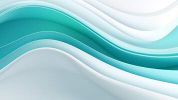 3d wave pattern background in green and white color  . Generative AI photo