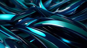 3d futuristic shape background with illustration of blue green and black color. Generative AI photo