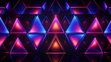 background of geometric triangular pattern with a neon light  . Generative AI photo