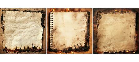 old burnt notebook paper background texture photo