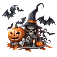 Happy Halloween Day Clipart, Halloween Day composition, Generative AI png