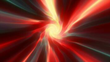 Red hypertunnel spinning speed space tunnel made of twisted swirling energy magic glowing light lines abstract background video