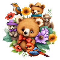 Cute  Bears Clipart Design, Funny Bears clipart, Cute Teddy Bears,  Generative AI png