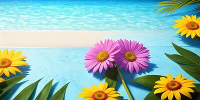 Summer concept background fresh clean display fun happy day. AI Generative photo