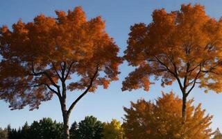 Tree concept background assorted scenic autumn trees by natural warm color leaves. photo