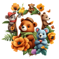 Cute  Bears Clipart Design, Funny Bears clipart, Cute Teddy Bears,  Generative AI png