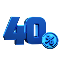 3d rendered number percent blue png