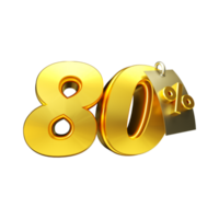 3d render number percent gold png