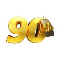 3d render number percent gold png