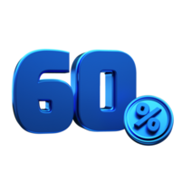 3d rendered number percent blue png