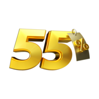 3d render number percent gold png